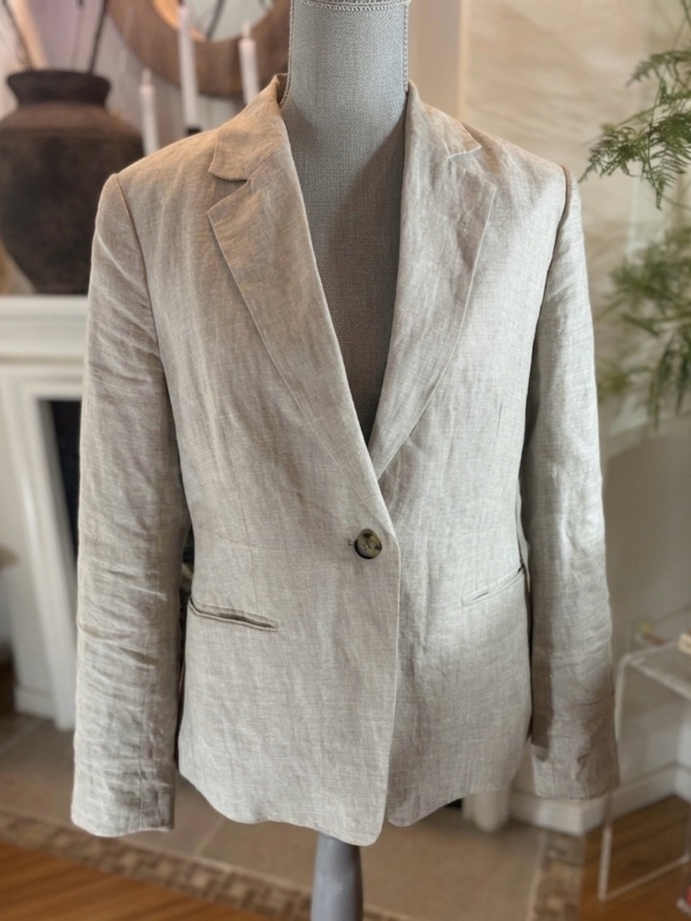 Women's Lightweight Linen Blazer - Natural Beige
